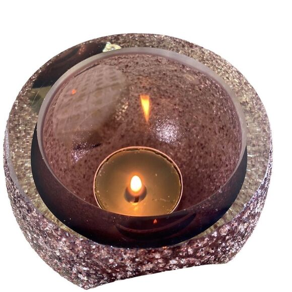 Saks fifth avenue crystal tea light candle holder amethyst geode textured - Picture 4 of 6